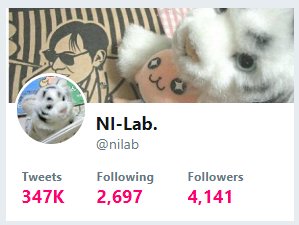 今のフォロワー数をスクショしておこう。すでに「偽のフォロワー」が削除されてるかもしれないけど。Tweets 347K, Following 2697, Followers 4141. 今のフォロワー数をスクショしておこう。すでに「偽のフォロワー」が削除されてるかもしれないけど。Tweets 347K, Following 2697, Followers 4141.