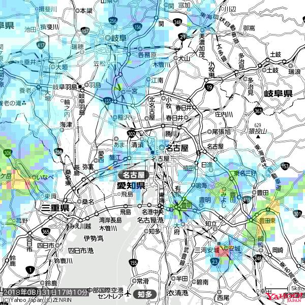 名古屋の天気(雨) 降水強度: 4.13(mm/h) 2018年08月31日 17時10分の雨雲 #雨雲bot #bot 名古屋の天気(雨) 降水強度: 4.13(mm/h) 2018年08月31日 17時10分の雨雲 #雨雲bot #bot