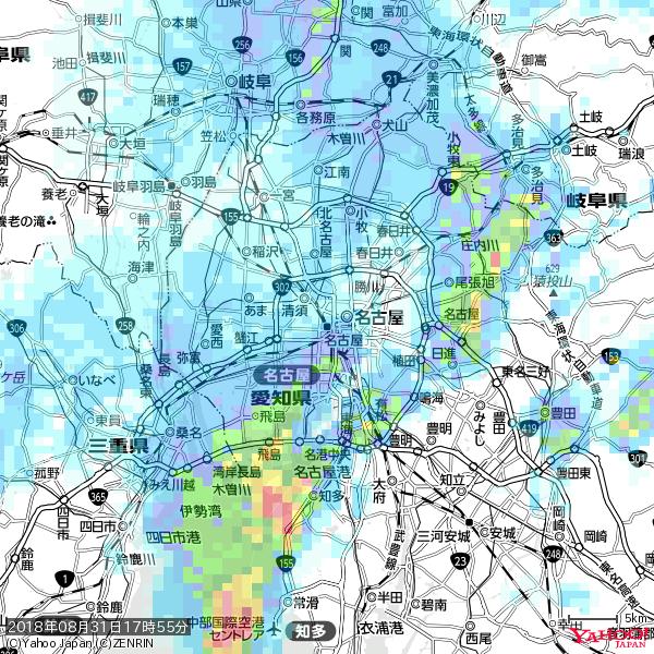 名古屋の天気(雨) 降水強度: 4.63(mm/h) 2018年08月31日 17時55分の雨雲 #雨雲bot #bot 名古屋の天気(雨) 降水強度: 4.63(mm/h) 2018年08月31日 17時55分の雨雲 #雨雲bot #bot
