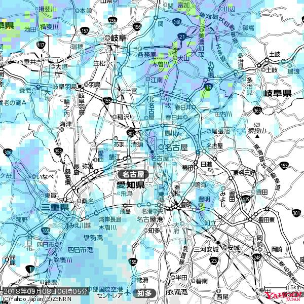 名古屋の天気(雨) 降水強度: 5.75(mm/h) 2018年09月08日 06時05分の雨雲 #雨雲bot #bot 名古屋の天気(雨) 降水強度: 5.75(mm/h) 2018年09月08日 06時05分の雨雲 #雨雲bot #bot