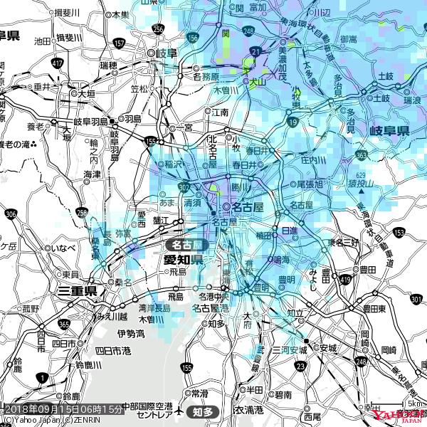 名古屋の天気(雨) 降水強度: 7.25(mm/h) 2018年09月15日 06時15分の雨雲 #雨雲bot #bot 名古屋の天気(雨) 降水強度: 7.25(mm/h) 2018年09月15日 06時15分の雨雲 #雨雲bot #bot