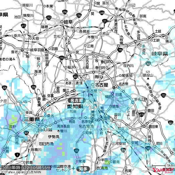 名古屋の天気(雨) 降水強度: 5.25(mm/h) 2018年09月22日 05時55分の雨雲 #雨雲bot #bot 名古屋の天気(雨) 降水強度: 5.25(mm/h) 2018年09月22日 05時55分の雨雲 #雨雲bot #bot