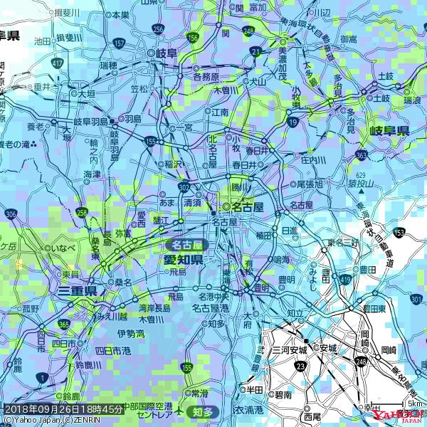 名古屋の天気(雨): 激しい雨 降水強度: 33.50(mm/h) 2018年09月26日 18時45分の雨雲 #豪雨bot #雨雲bot #bot 名古屋の天気(雨): 激しい雨 降水強度: 33.50(mm/h) 2018年09月26日 18時45分の雨雲 #豪雨bot #雨雲bot #bot
