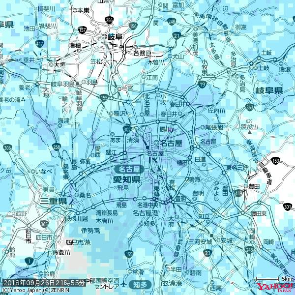 名古屋の天気(雨) 降水強度: 5.25(mm/h) 2018年09月26日 21時55分の雨雲 #雨雲bot #bot 名古屋の天気(雨) 降水強度: 5.25(mm/h) 2018年09月26日 21時55分の雨雲 #雨雲bot #bot