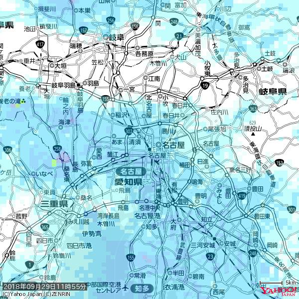 名古屋の天気(雨) 降水強度: 3.63(mm/h) 2018年09月29日 11時55分の雨雲 #雨雲bot #bot 名古屋の天気(雨) 降水強度: 3.63(mm/h) 2018年09月29日 11時55分の雨雲 #雨雲bot #bot