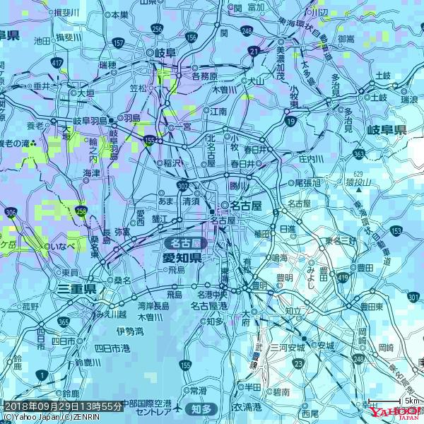 名古屋の天気(雨) 降水強度: 7.25(mm/h) 2018年09月29日 13時55分の雨雲 #雨雲bot #bot 名古屋の天気(雨) 降水強度: 7.25(mm/h) 2018年09月29日 13時55分の雨雲 #雨雲bot #bot