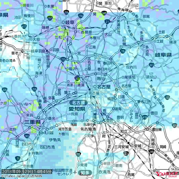 名古屋の天気(雨) 降水強度: 6.25(mm/h) 2018年09月29日 14時45分の雨雲 #雨雲bot #bot 名古屋の天気(雨) 降水強度: 6.25(mm/h) 2018年09月29日 14時45分の雨雲 #雨雲bot #bot