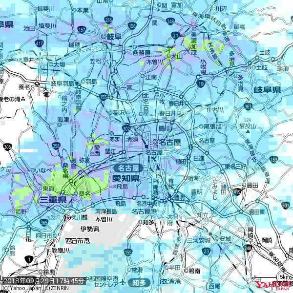 名古屋の天気(雨) 降水強度: 9.75(mm/h) 2018年09月29日 17時45分の雨雲 #雨雲bot #bot 名古屋の天気(雨) 降水強度: 9.75(mm/h) 2018年09月29日 17時45分の雨雲 #雨雲bot #bot