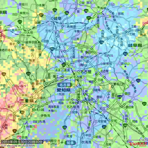 名古屋の天気(雨): やや強い雨 降水強度: 18.50(mm/h) 2018年09月30日 20時30分の雨雲 #雨雲bot #bot 名古屋の天気(雨): やや強い雨 降水強度: 18.50(mm/h) 2018年09月30日 20時30分の雨雲 #雨雲bot #bot