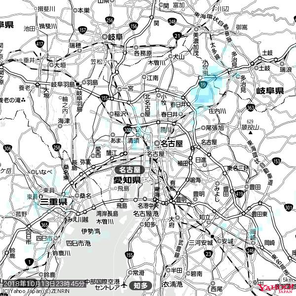 名古屋の天気(雨) 降水強度: 0.55(mm/h) 2018年10月13日 23時45分の雨雲 #雨雲bot #bot 名古屋の天気(雨) 降水強度: 0.55(mm/h) 2018年10月13日 23時45分の雨雲 #雨雲bot #bot