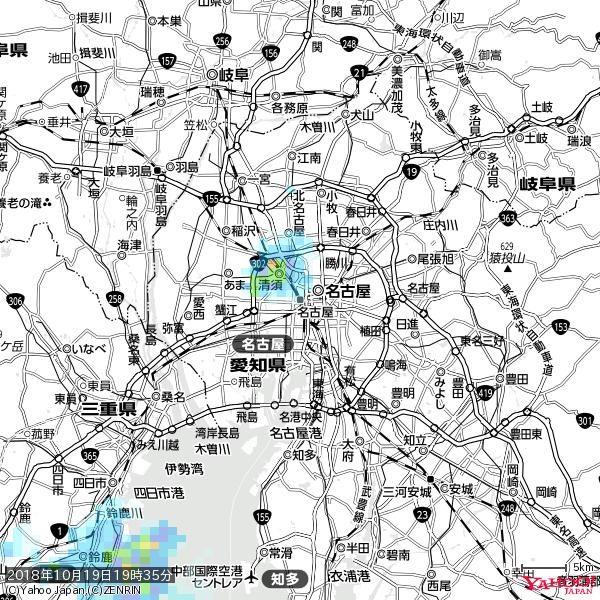 名古屋の天気(雨) 降水強度: 0.75(mm/h) 2018年10月19日 19時35分の雨雲 #雨雲bot #bot 名古屋の天気(雨) 降水強度: 0.75(mm/h) 2018年10月19日 19時35分の雨雲 #雨雲bot #bot