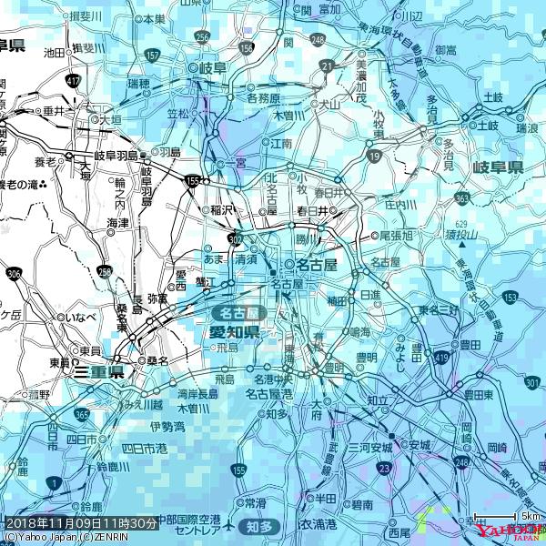 名古屋の天気(雨) 降水強度: 3.38(mm/h) 2018年11月09日 11時30分の雨雲 #雨雲bot #bot 名古屋の天気(雨) 降水強度: 3.38(mm/h) 2018年11月09日 11時30分の雨雲 #雨雲bot #bot