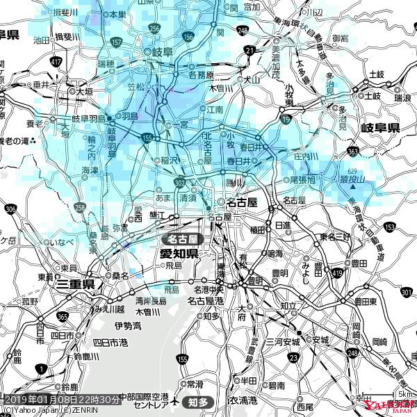 名古屋の天気(雨) 降水強度: 1.15(mm/h) 2019年01月08日 22時30分の雨雲 #雨雲bot #bot 名古屋の天気(雨) 降水強度: 1.15(mm/h) 2019年01月08日 22時30分の雨雲 #雨雲bot #bot