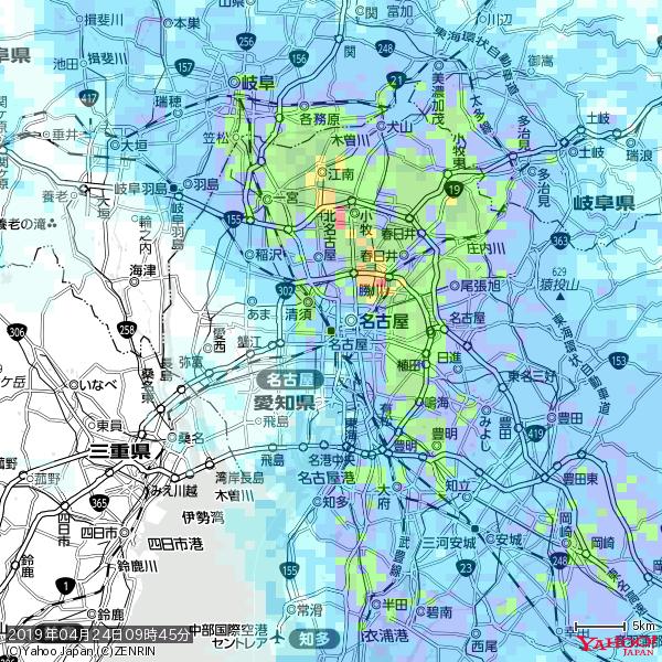 名古屋の天気(雨): やや強い雨 降水強度: 19.50(mm/h) 2019年04月24日 09時45分の雨雲 #雨雲bot #bot 名古屋の天気(雨): やや強い雨 降水強度: 19.50(mm/h) 2019年04月24日 09時45分の雨雲 #雨雲bot #bot