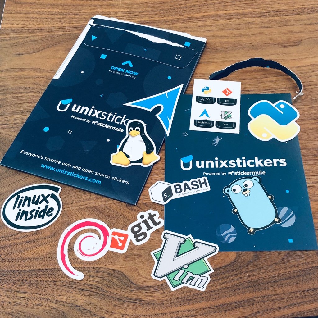 Unixstickers by Sticker Mule / 1ドルのステッカーセット送料無料。注文してから9日で届いた (∩´∀`)∩ワーイ Unixstickers by Sticker Mule / 1ドルのステッカーセット送料無料。注文してから9日で届いた (∩´∀`)∩ワーイ