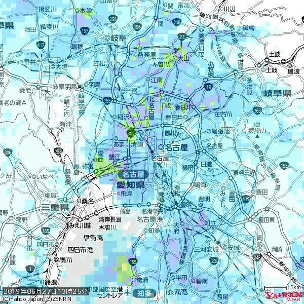 名古屋の天気(雨) 降水強度: 8.75(mm/h) 2019年06月27日 13時25分の雨雲 #雨雲bot #bot 名古屋の天気(雨) 降水強度: 8.75(mm/h) 2019年06月27日 13時25分の雨雲 #雨雲bot #bot