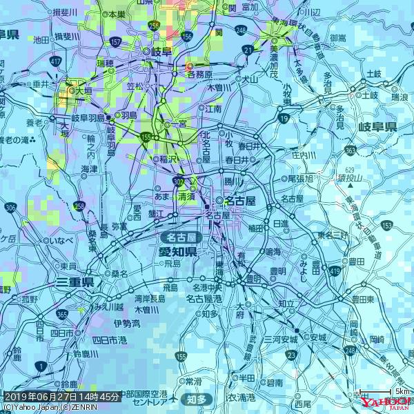 名古屋の天気(雨) 降水強度: 8.75(mm/h) 2019年06月27日 14時45分の雨雲 #雨雲bot #bot 名古屋の天気(雨) 降水強度: 8.75(mm/h) 2019年06月27日 14時45分の雨雲 #雨雲bot #bot