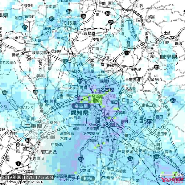 名古屋の天気(雨) 降水強度: 9.75(mm/h) 2019年06月27日 17時50分の雨雲 #雨雲bot #bot 名古屋の天気(雨) 降水強度: 9.75(mm/h) 2019年06月27日 17時50分の雨雲 #雨雲bot #bot