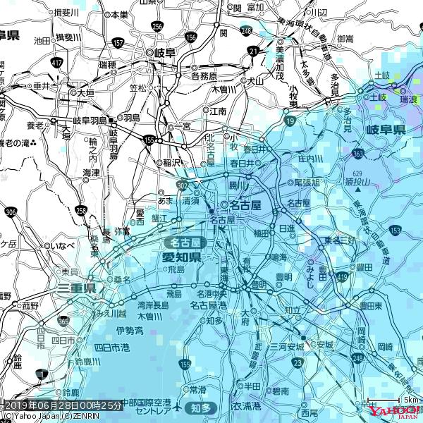 名古屋の天気(雨) 降水強度: 4.88(mm/h) 2019年06月28日 00時25分の雨雲 #雨雲bot #bot 名古屋の天気(雨) 降水強度: 4.88(mm/h) 2019年06月28日 00時25分の雨雲 #雨雲bot #bot