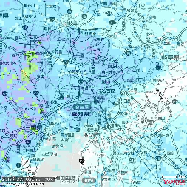 名古屋の天気(雨) 降水強度: 5.25(mm/h) 2019年07月03日 23時00分の雨雲 #雨雲bot #bot 名古屋の天気(雨) 降水強度: 5.25(mm/h) 2019年07月03日 23時00分の雨雲 #雨雲bot #bot
