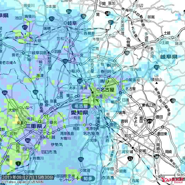 名古屋の天気(雨): 強い雨 降水強度: 25.50(mm/h) 2019年08月27日 15時30分の雨雲 #豪雨bot #雨雲bot #bot 名古屋の天気(雨): 強い雨 降水強度: 25.50(mm/h) 2019年08月27日 15時30分の雨雲 #豪雨bot #雨雲bot #bot