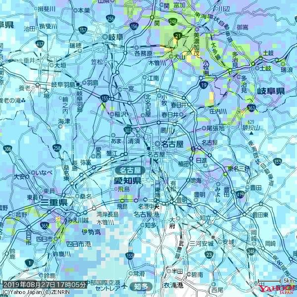 名古屋の天気(雨) 降水強度: 5.75(mm/h) 2019年08月27日 17時05分の雨雲 #雨雲bot #bot 名古屋の天気(雨) 降水強度: 5.75(mm/h) 2019年08月27日 17時05分の雨雲 #雨雲bot #bot