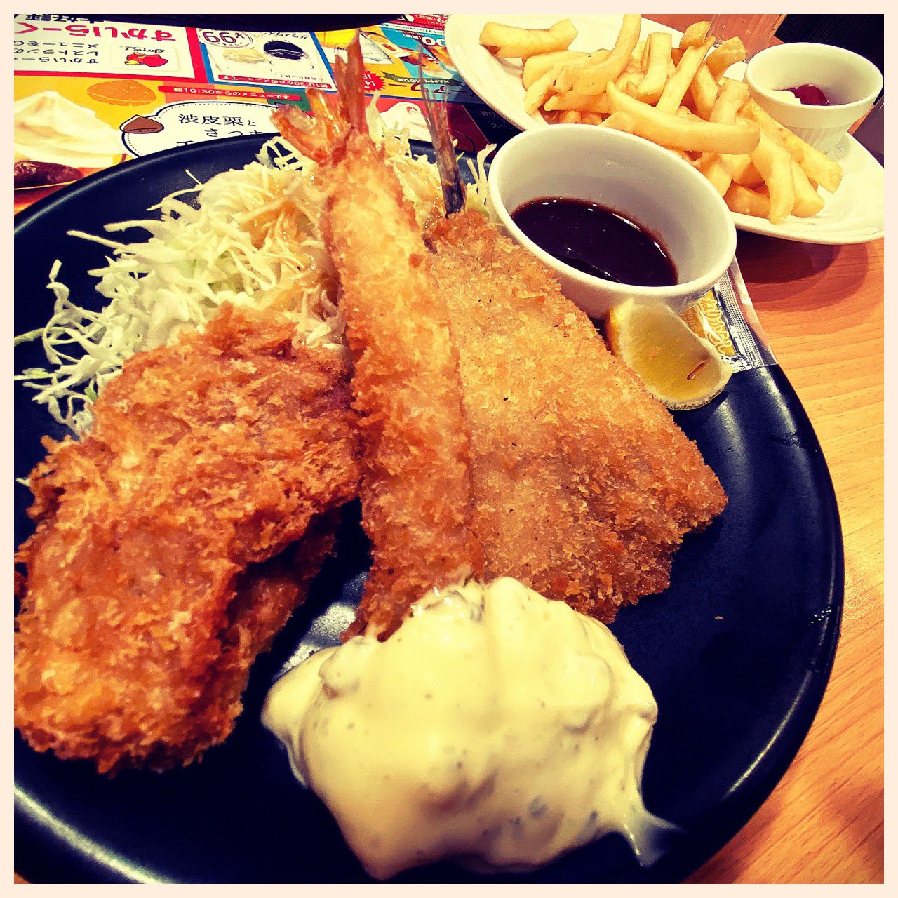 (゚д゚)ウマー アジフライ、エビフライ、ヒレカツ、ポテトフライ at ガスト ファミレスの揚げ物けっこううまいな( ゚∀゚) (゚д゚)ウマー アジフライ、エビフライ、ヒレカツ、ポテトフライ at ガスト ファミレスの揚げ物けっこううまいな( ゚∀゚)