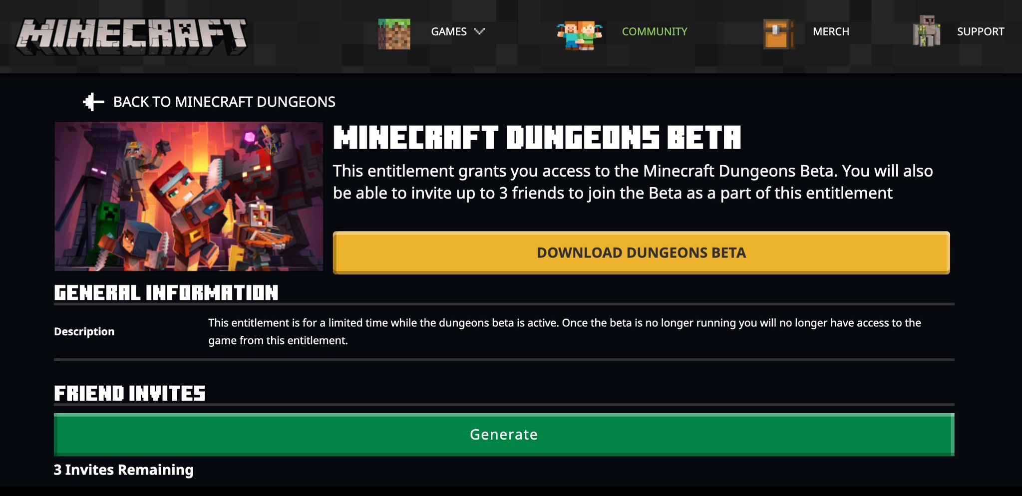Minecraft Dungeons クローズドベータ版が来たけどダウンロードしてみたら Windows 版しか無さそう。 Minecraft Dungeons クローズドベータ版が来たけどダウンロードしてみたら Windows 版しか無さそう。