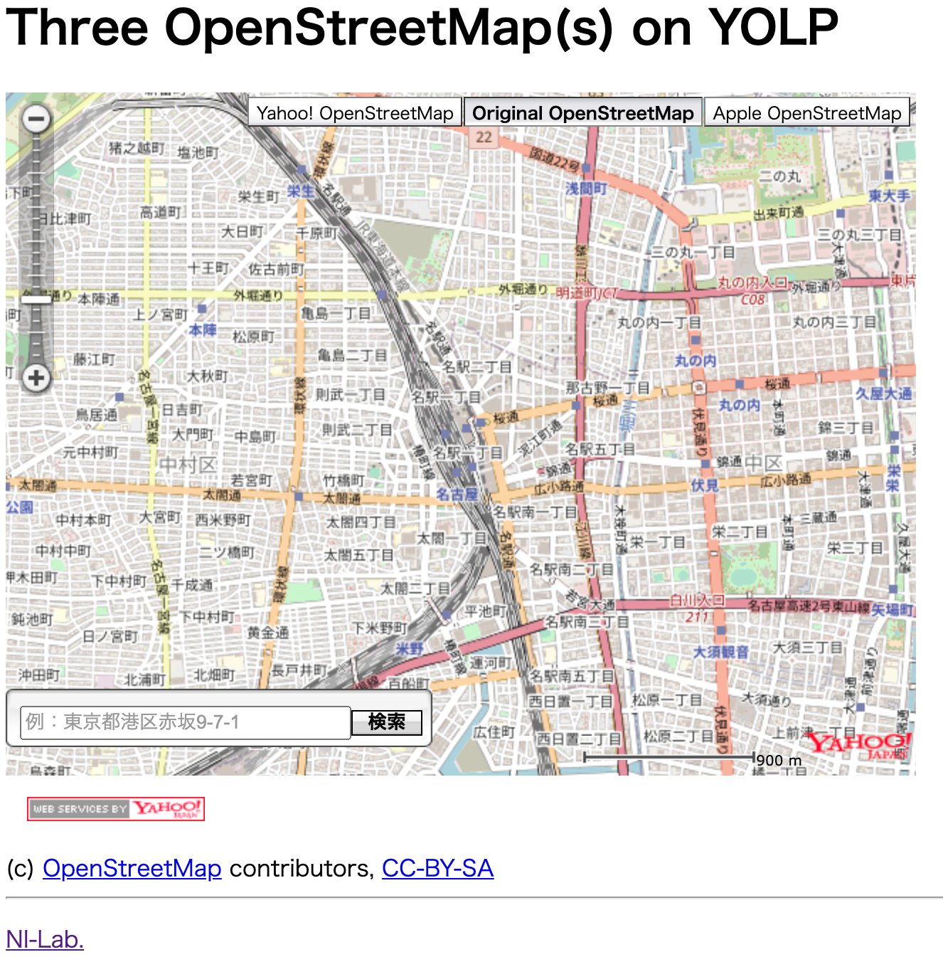 Original OpenStreetMap Three OpenStreetMap(s) on YOLP Original OpenStreetMap Three OpenStreetMap(s) on YOLP