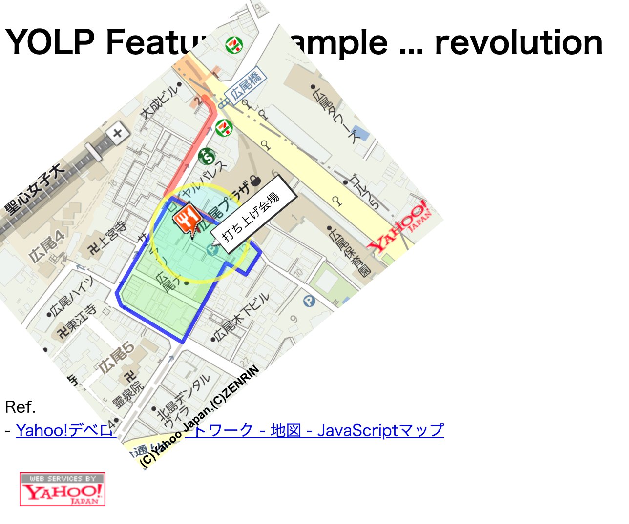 CSS transform rotate で回転する地図。 YOLP Features Sample ... revolution CSS transform rotate で回転する地図。 YOLP Features Sample ... revolution