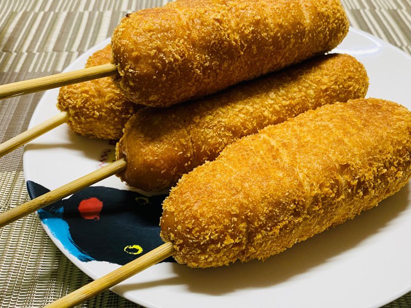 スイートポテトチーズドッグ ほんのり甘くて(゚д゚)ウマー チーズのびる スイートポテトチーズドッグ ほんのり甘くて(゚д゚)ウマー チーズのびる