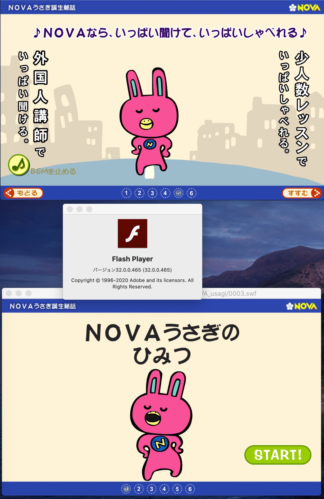 NOVAうさぎのひみつ。たぶん公式サイトにそういうページがあったんだと思うけど swf ファイルをダウンロードして保管してた(;´∀`) NOVAうさぎのひみつ。たぶん公式サイトにそういうページがあったんだと思うけど swf ファイルをダウンロードして保管してた(;´∀`)