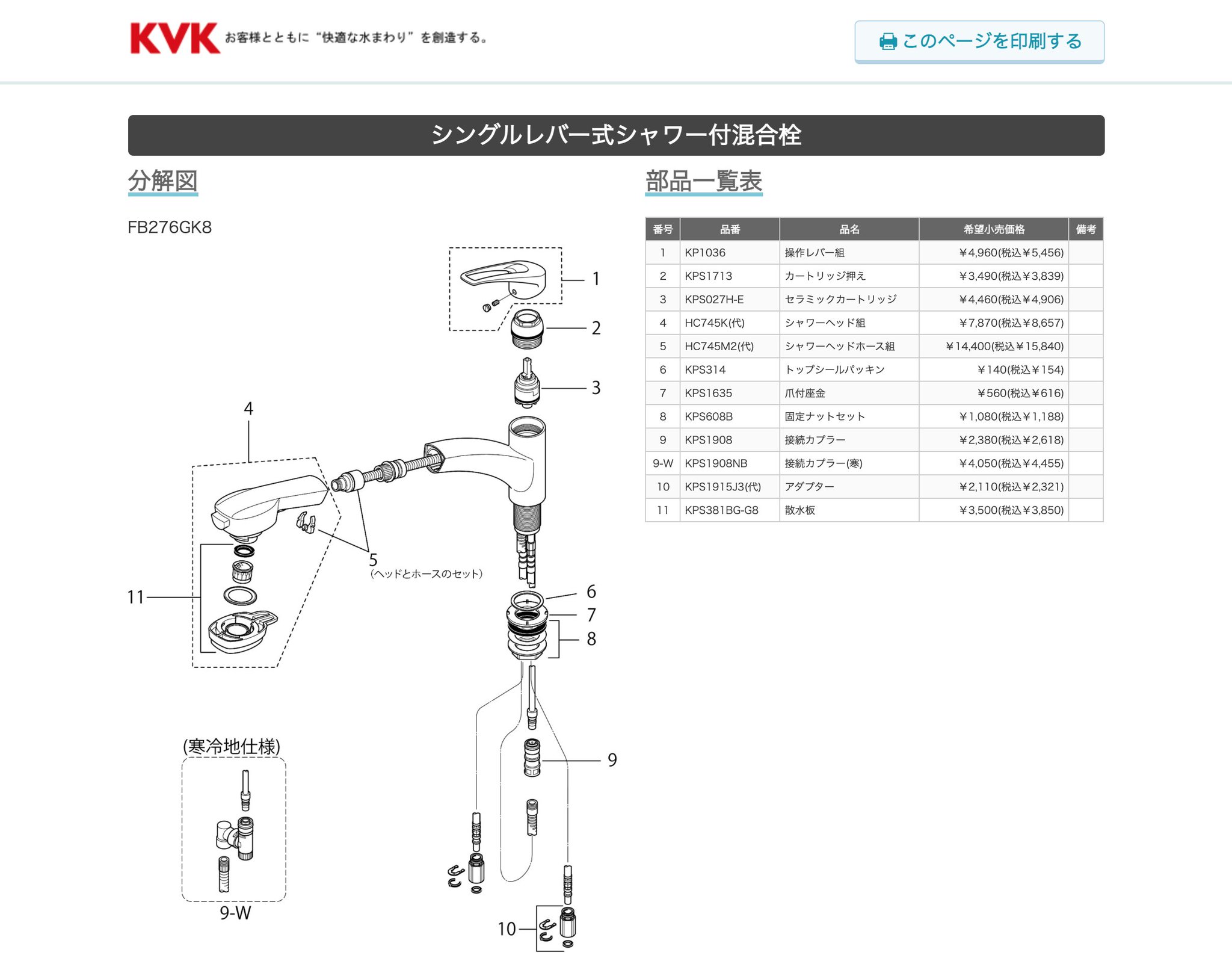 週間売れ筋 KVK 旧MYM キッチンシャワーヘッド ホース組 HC745M2 FB276GK8等用 1250mm メッキ 台所水栓用 シャワー部品  補修 オプションパーツ