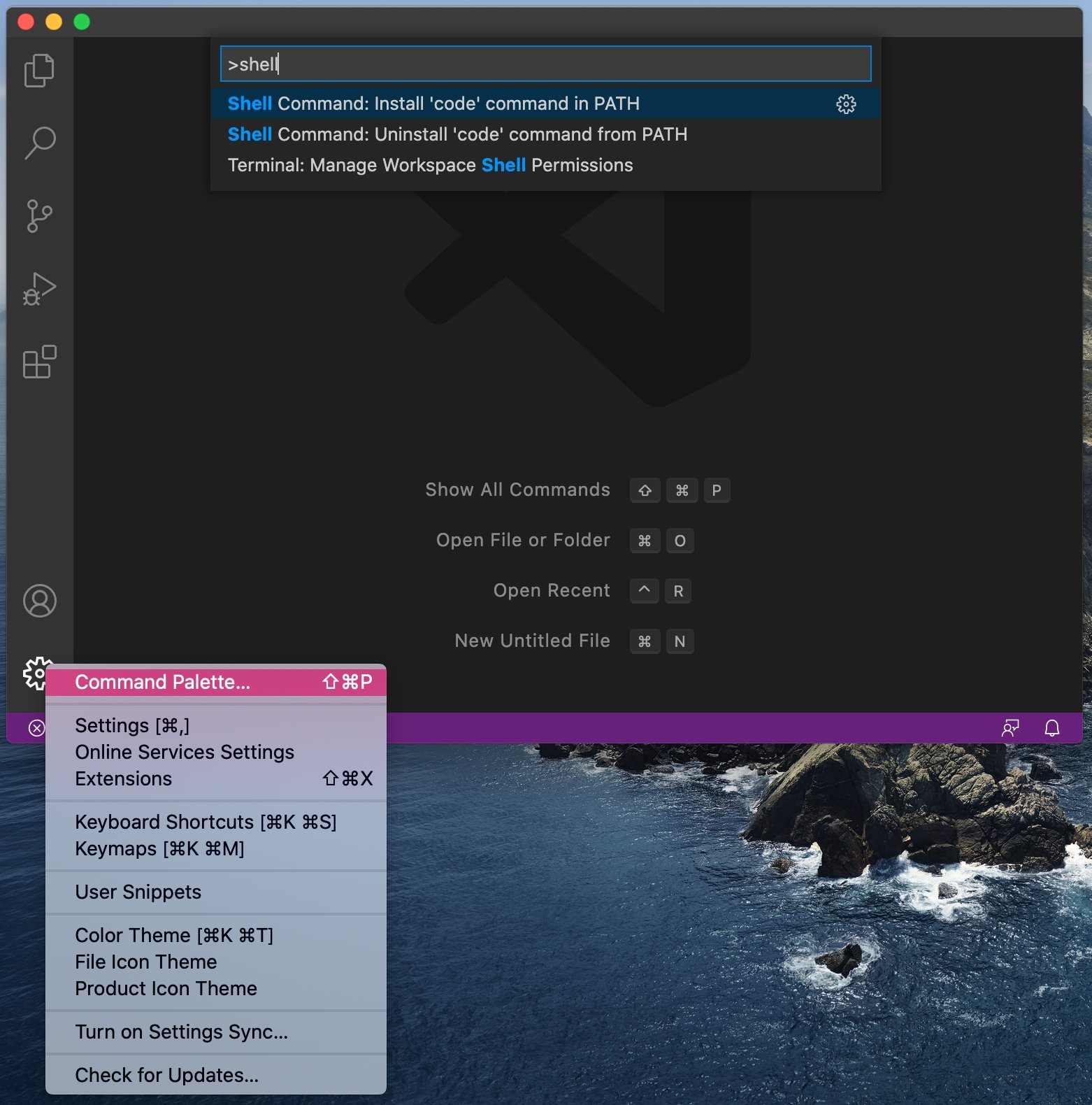 Visual Studio Code の code コマンドが見つからない。 $ which code code not found VSCode をGUIから起動して、コマンドパレットで shell って入力すると Install 'code' command in PATH って出るのでこれを選ぶ。 $ which code /usr/local/bin/code $ code --version 1.55.0 よし( ´∀`) Visual Studio Code の code コマンドが見つからない。 $ which code code not found VSCode をGUIから起動して、コマンドパレットで shell って入力すると Install 'code' command in PATH って出るのでこれを選ぶ。 $ which code /usr/local/bin/code $ code --version 1.55.0 よし( ´∀`)