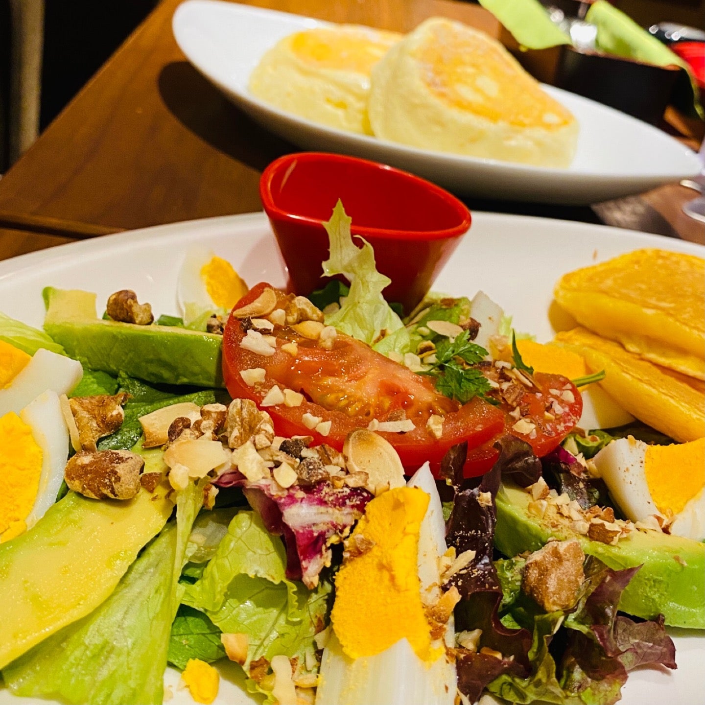 森のチーズパンケーキ ベジプレート with ふわっとろパンケーキ (@ むさしの森珈琲 春日井篠木店 in 春日井市, 愛知県) 森のチーズパンケーキ ベジプレート with ふわっとろパンケーキ (@ むさしの森珈琲 春日井篠木店 in 春日井市, 愛知県)