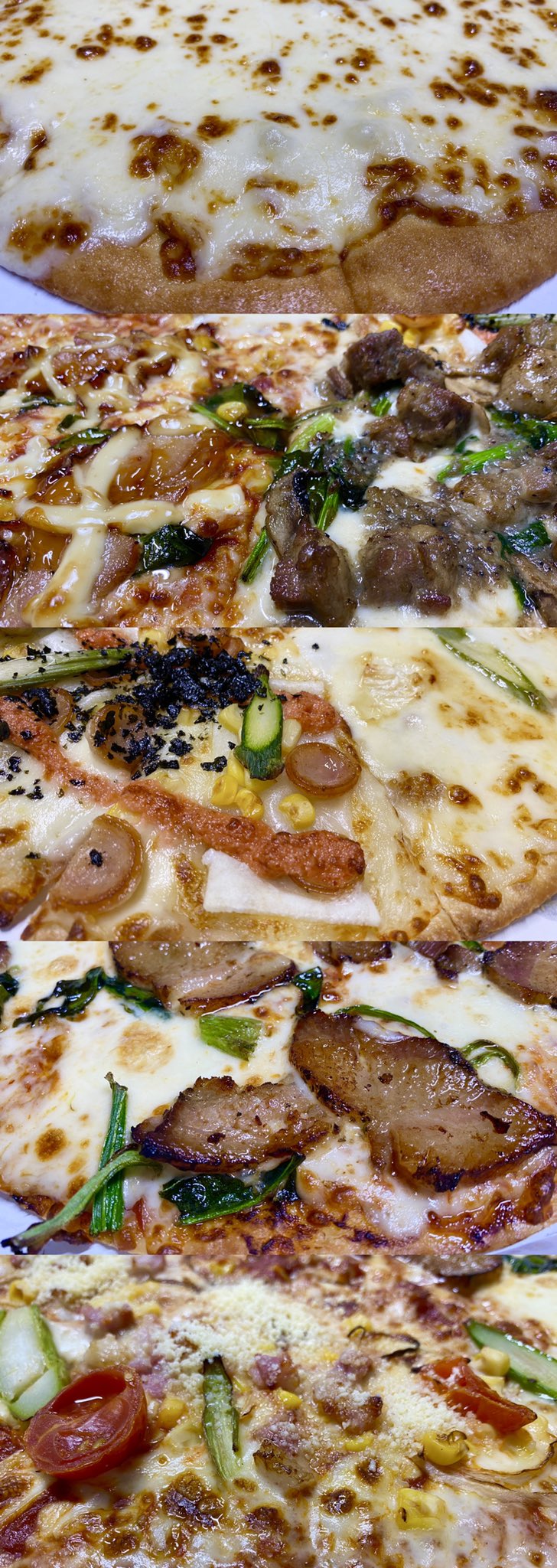ウルトラチーズ(100%モッツアレラチーズ)、クワトロ・ニッポン(炭火焼チキテリ、炭火焼ビーフ、明太マヨモチ、北海道3チーズ)、ローストポークともちもち食感ボッコンチー二(モッツァレラ)、シェフの気まぐれ野菜スペシャル(オニオン、コーン、チェリートマト、アスパラ、パンチェッタ) /ドミノピザ ウルトラチーズ(100%モッツアレラチーズ)、クワトロ・ニッポン(炭火焼チキテリ、炭火焼ビーフ、明太マヨモチ、北海道3チーズ)、ローストポークともちもち食感ボッコンチー二(モッツァレラ)、シェフの気まぐれ野菜スペシャル(オニオン、コーン、チェリートマト、アスパラ、パンチェッタ) /ドミノピザ