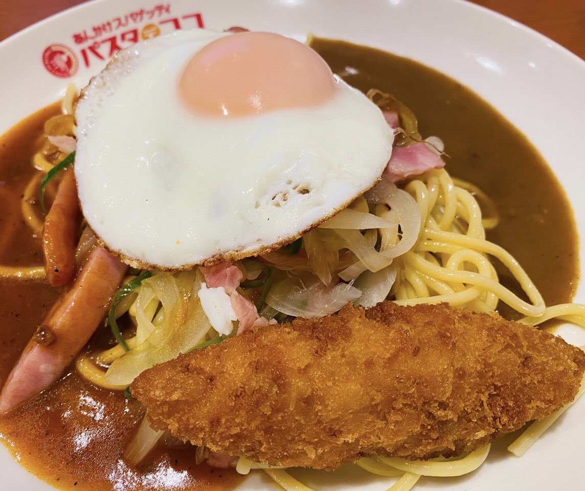 パスタ・デ・ココにて、名古屋名物あんかけスパゲッティのミラネにフィッシュフライをトッピングしてスタンダードとカレーのWソース (゚д゚)名古屋めしウマー パスタ・デ・ココにて、名古屋名物あんかけスパゲッティのミラネにフィッシュフライをトッピングしてスタンダードとカレーのWソース (゚д゚)名古屋めしウマー