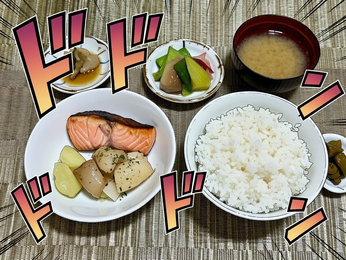 Grokへの指示「ジョジョ風のイラストにして。擬音で「ドドド」みたいなのを入れて。」 