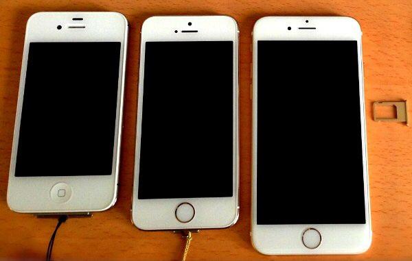 iPhone 4s, iPhone 5s, iPhone 6　を並べてみる。