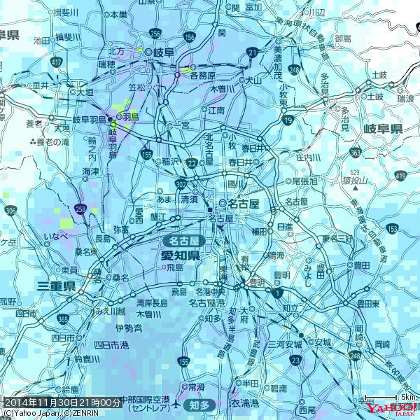 名古屋の天気: 5.75(mm/h) 2014年11月30日 21時00分の雨雲 #雨雲bot #bot 名古屋の天気: 5.75(mm/h) 2014年11月30日 21時00分の雨雲 #雨雲bot #bot