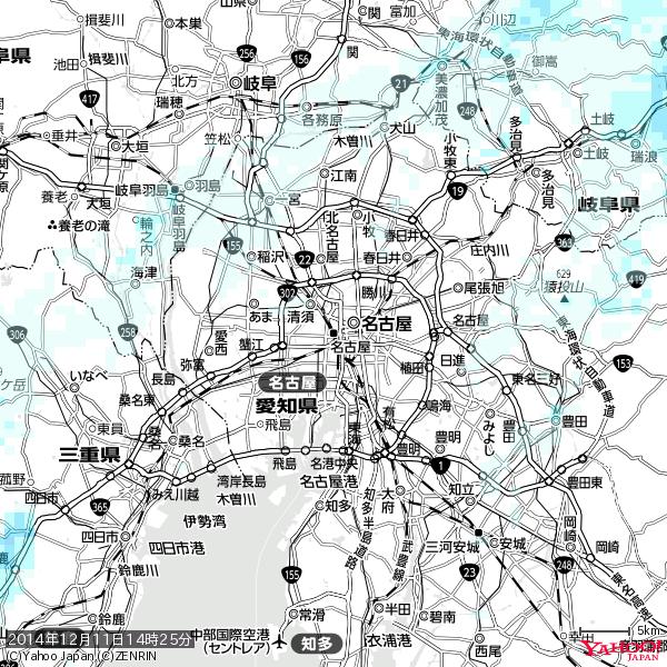 名古屋の天気(雨) 降水強度: 0.35(mm/h) 2014年12月11日 14時25分の雨雲 #雨雲bot #bot 名古屋の天気(雨) 降水強度: 0.35(mm/h) 2014年12月11日 14時25分の雨雲 #雨雲bot #bot