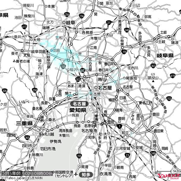 名古屋の天気(雨) 降水強度: 0.55(mm/h) 2015年01月02日 08時00分の雨雲 #雨雲bot #bot 名古屋の天気(雨) 降水強度: 0.55(mm/h) 2015年01月02日 08時00分の雨雲 #雨雲bot #bot