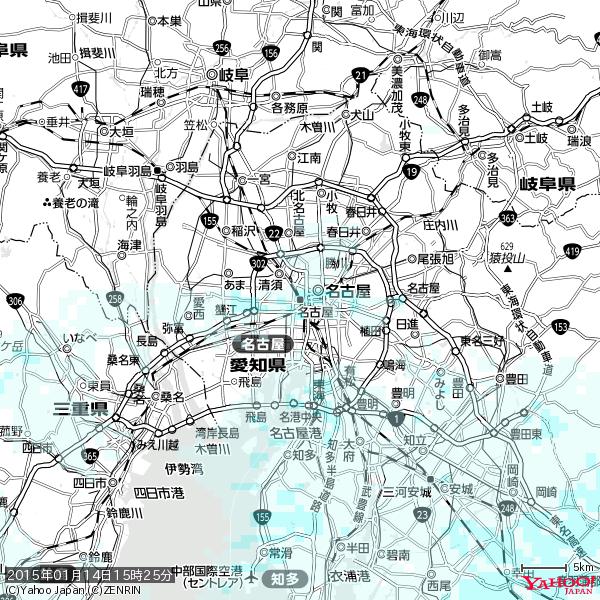 名古屋の天気(雨) 降水強度: 0.85(mm/h) 2015年01月14日 15時25分の雨雲 #雨雲bot #bot 名古屋の天気(雨) 降水強度: 0.85(mm/h) 2015年01月14日 15時25分の雨雲 #雨雲bot #bot