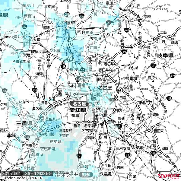 名古屋の天気(雨) 降水強度: 0.95(mm/h) 2015年01月26日 12時25分の雨雲 #雨雲bot #bot 名古屋の天気(雨) 降水強度: 0.95(mm/h) 2015年01月26日 12時25分の雨雲 #雨雲bot #bot