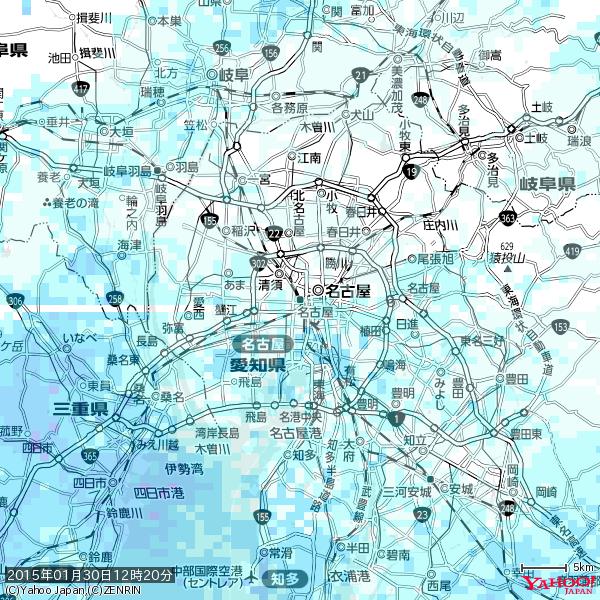 名古屋の天気(雨) 降水強度: 1.45(mm/h) 2015年01月30日 12時20分の雨雲 #雨雲bot #bot 名古屋の天気(雨) 降水強度: 1.45(mm/h) 2015年01月30日 12時20分の雨雲 #雨雲bot #bot