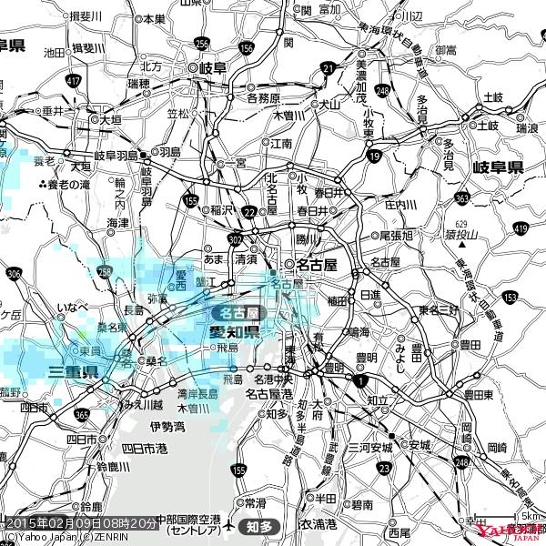 名古屋の天気(雨) 降水強度: 1.45(mm/h) 2015年02月09日 08時20分の雨雲 #雨雲bot #bot 名古屋の天気(雨) 降水強度: 1.45(mm/h) 2015年02月09日 08時20分の雨雲 #雨雲bot #bot