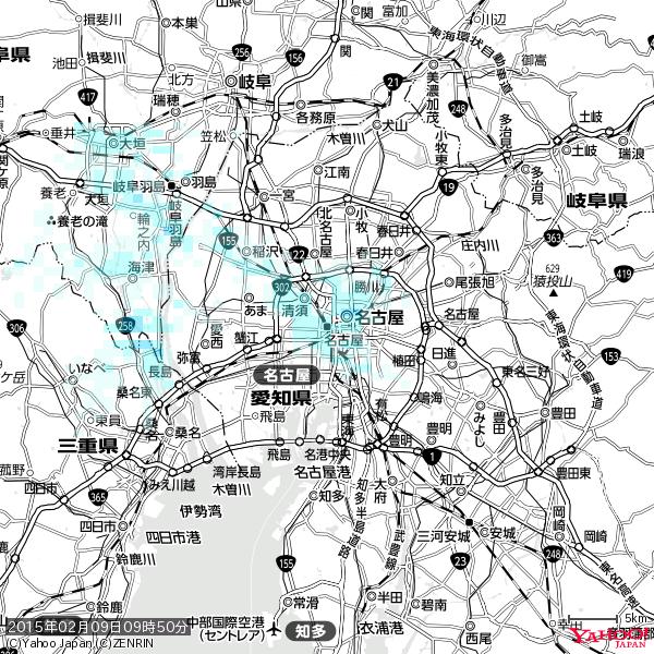 名古屋の天気(雨) 降水強度: 1.85(mm/h) 2015年02月09日 09時50分の雨雲 #雨雲bot #bot 名古屋の天気(雨) 降水強度: 1.85(mm/h) 2015年02月09日 09時50分の雨雲 #雨雲bot #bot
