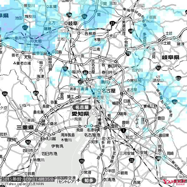 名古屋の天気(雨) 降水強度: 3.38(mm/h) 2015年02月09日 14時35分の雨雲 #雨雲bot #bot 名古屋の天気(雨) 降水強度: 3.38(mm/h) 2015年02月09日 14時35分の雨雲 #雨雲bot #bot