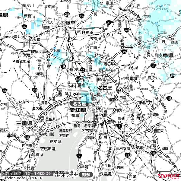 名古屋の天気(雨) 降水強度: 0.95(mm/h) 2015年02月10日 14時30分の雨雲 #雨雲bot #bot 名古屋の天気(雨) 降水強度: 0.95(mm/h) 2015年02月10日 14時30分の雨雲 #雨雲bot #bot