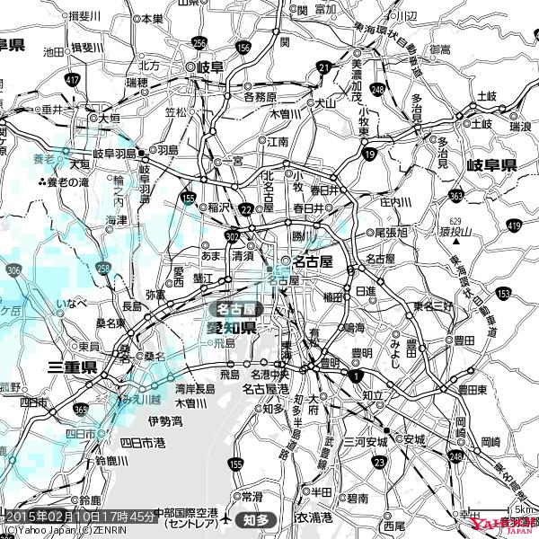 名古屋の天気(雨) 降水強度: 0.85(mm/h) 2015年02月10日 17時45分の雨雲 #雨雲bot #bot 名古屋の天気(雨) 降水強度: 0.85(mm/h) 2015年02月10日 17時45分の雨雲 #雨雲bot #bot